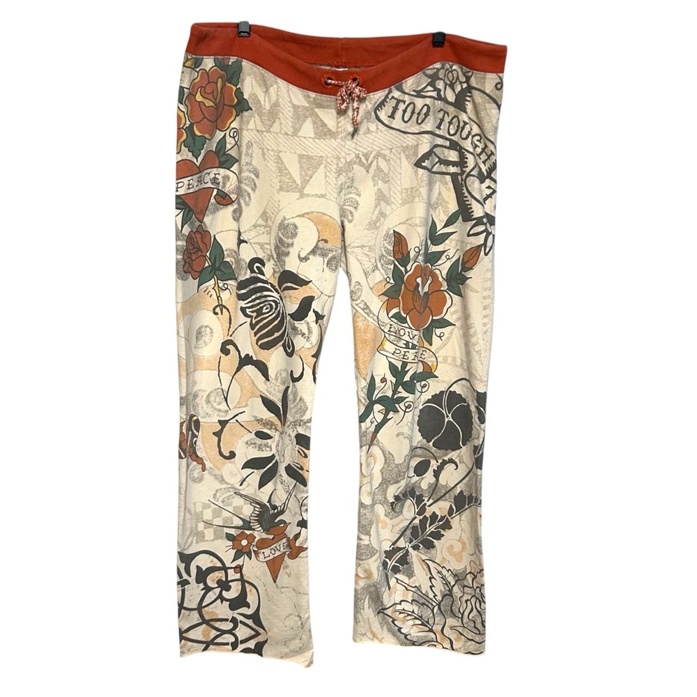 Lucky brand‎ XL sweatpants low rise wide leg tattoo graphic print Y2K vintage